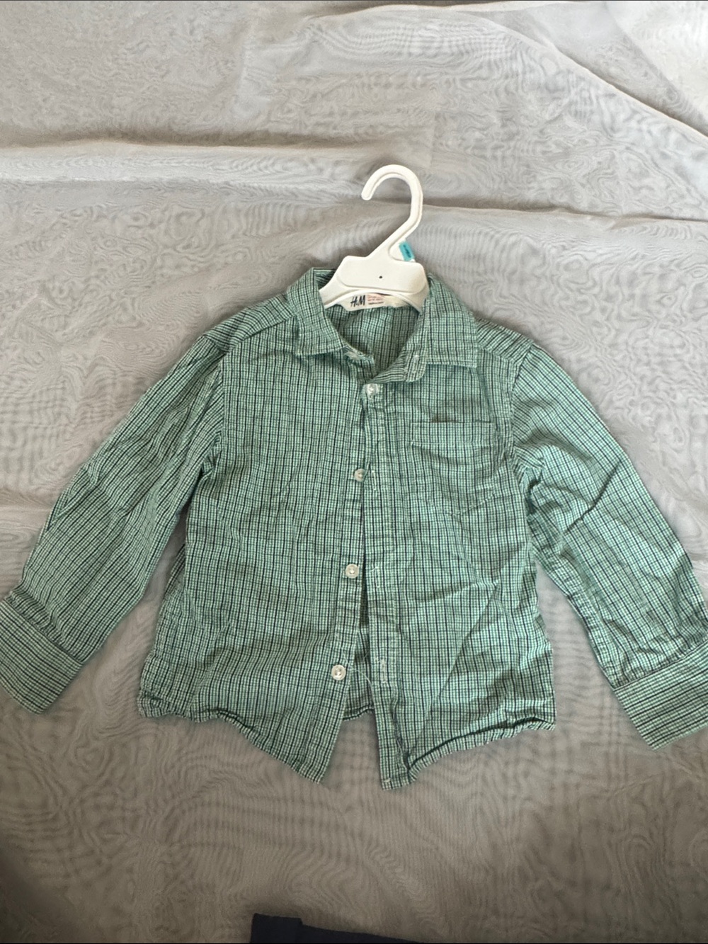 H&M Green Plaid Long-Sleeve Button-Up Shirt - Kids